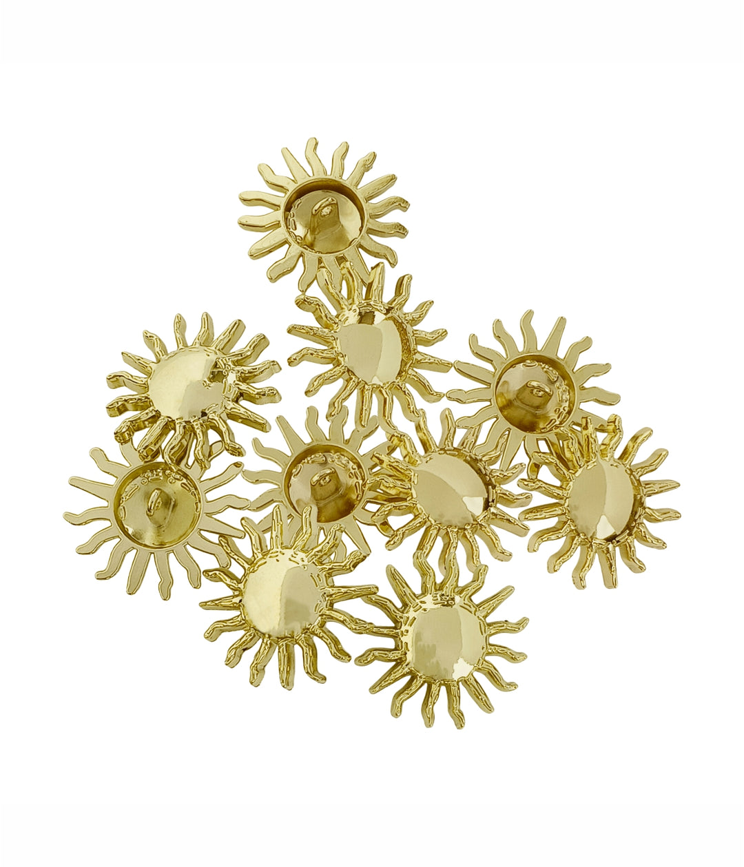 Radiant 30mm (48L) Sun-Shaped Gold Metal Downhole Loop Button