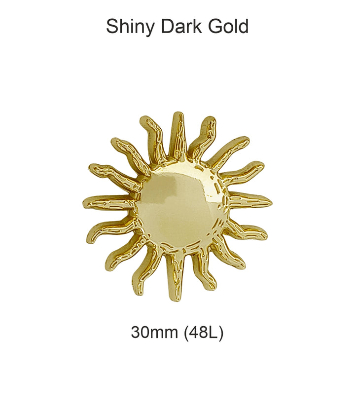 Radiant 30mm (48L) Sun-Shaped Gold Metal Downhole Loop Buttons