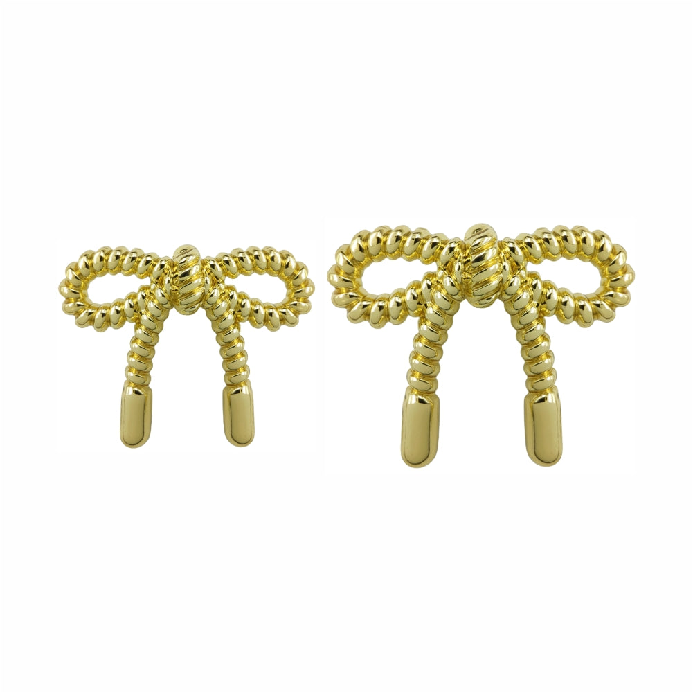 Designer Shiny Finish Bow-Style Metal Loop Buttons for Clothing