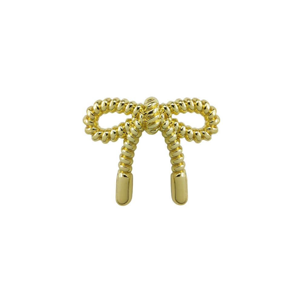 Designer Shiny Finish Bow-Style Metal Loop Buttons for Clothing