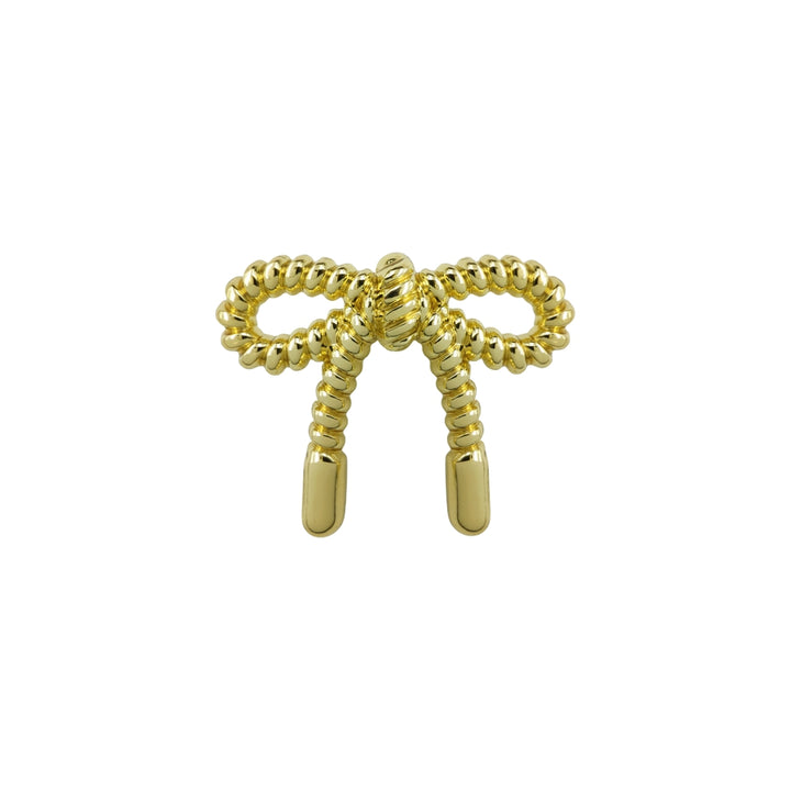 Designer Shiny Finish Bow-Style Metal Loop Buttons for Clothing