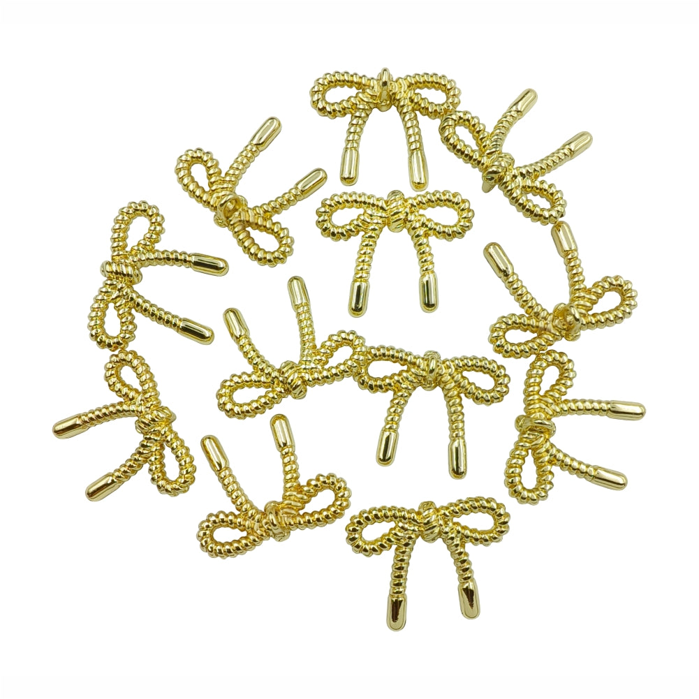 Designer Shiny Finish Bow-Style Metal Loop Buttons for Clothing