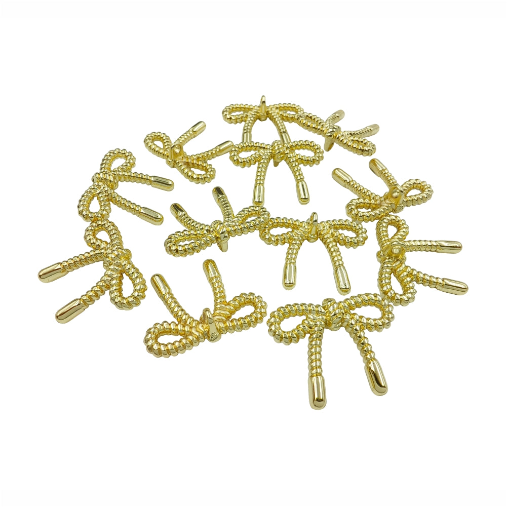 Designer Shiny Finish Bow-Style Metal Loop Buttons for Clothing
