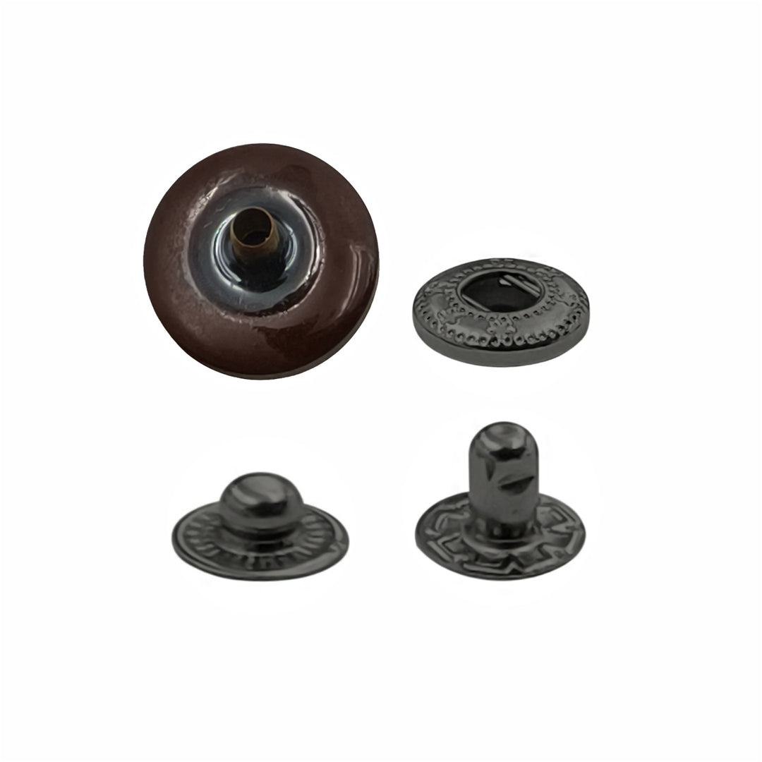 Classy 15mm (24L) Fancy Shaded 4-Part Snap Buttons for Clothing/Bags