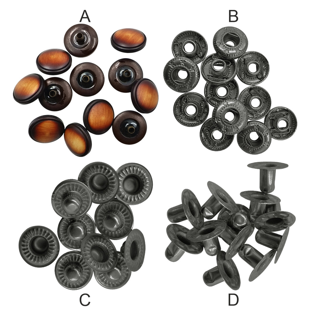Classy 15mm (24L) Fancy Shaded 4-Part Snap Buttons for Clothing/Bags