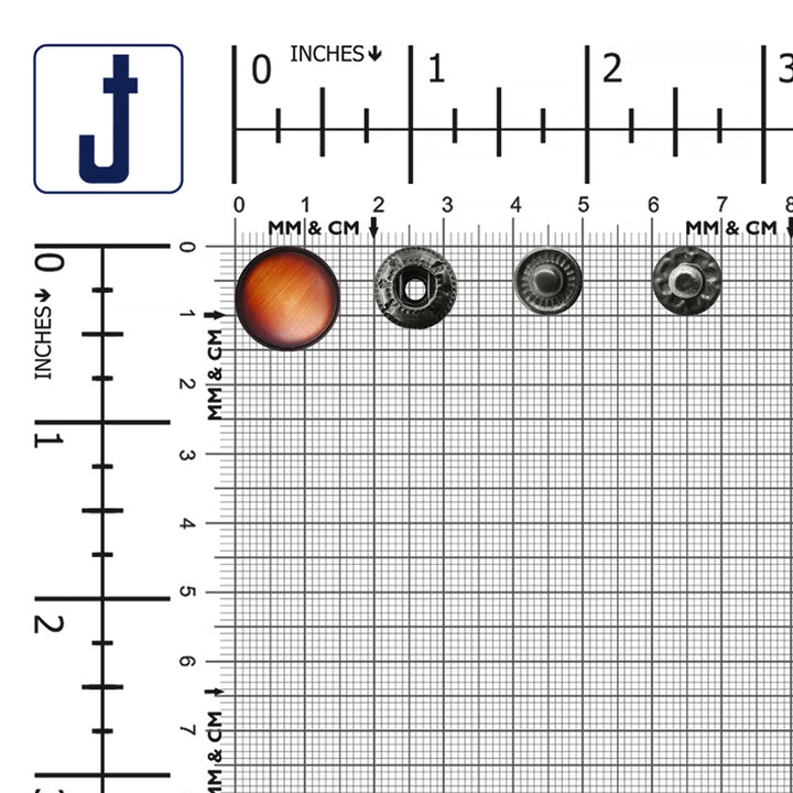 Classy 15mm (24L) Fancy Shaded 4-Part Snap Buttons for Clothing/Bags