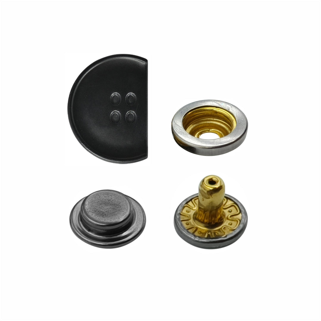 Classic Matte Black Metal Snap Buttons for Leathercraft & Accessories