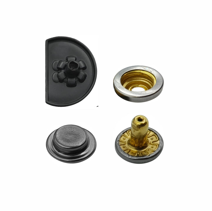 Classic Matte Black Metal Snap Buttons for Leathercraft & Accessories
