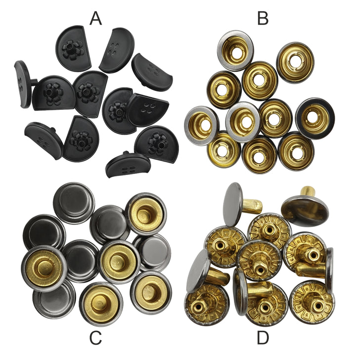 Classic Matte Black Metal Snap Buttons for Leathercraft & Accessories