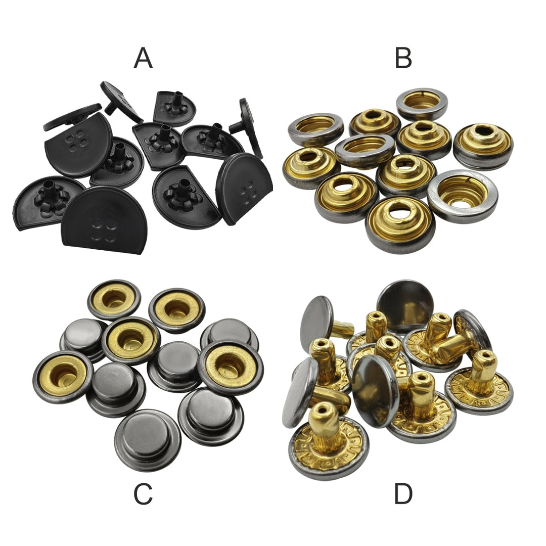 Classic Matte Black Metal Snap Buttons for Leathercraft & Accessories