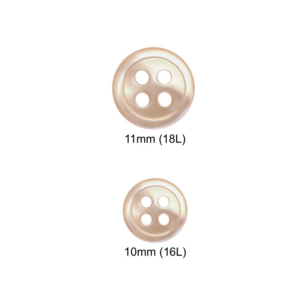 Round Rim Glossy Four Hole Cream Shirt Buttons