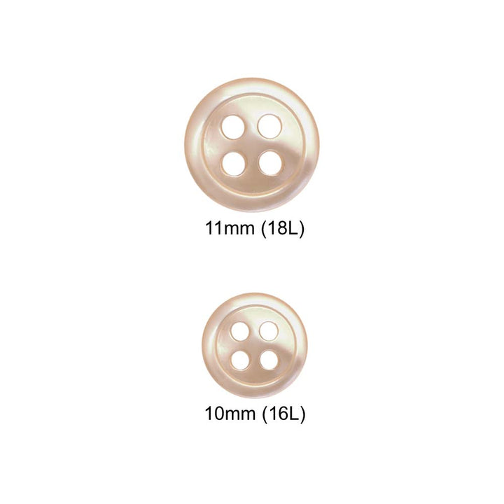 Round Rim Glossy Four Hole Cream Shirt Buttons