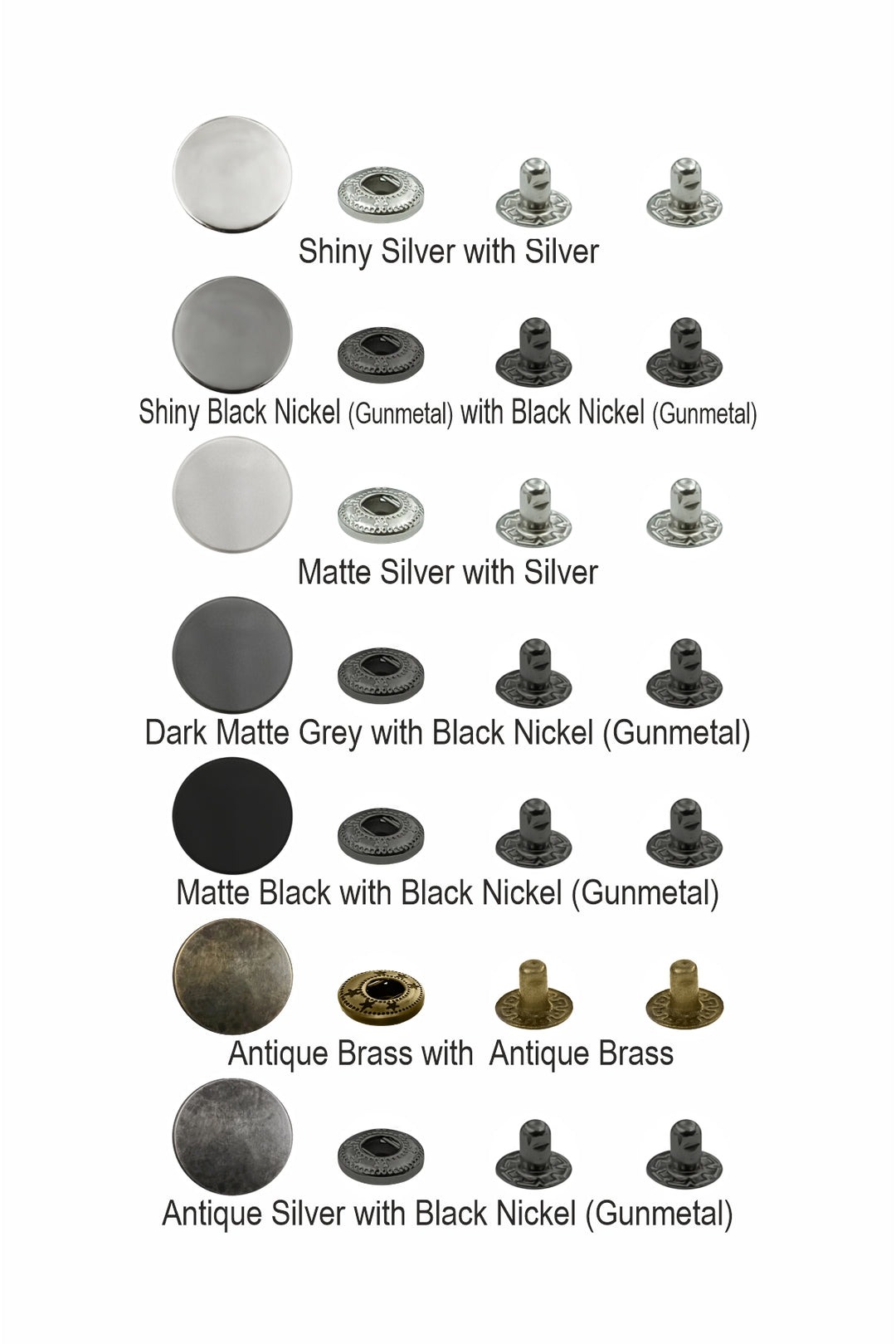 Antique Silver 4-Part Metal Snap Buttons Standard Quality Fasteners for Shirts/Coats/Jackets