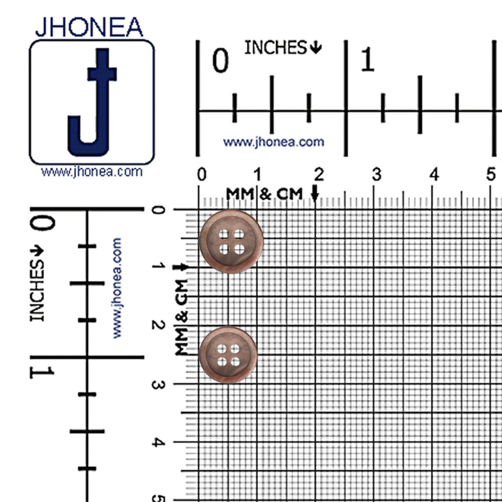 Round Rim Glossy 4 Hole Natural Iridescent Brown Shirt Buttons