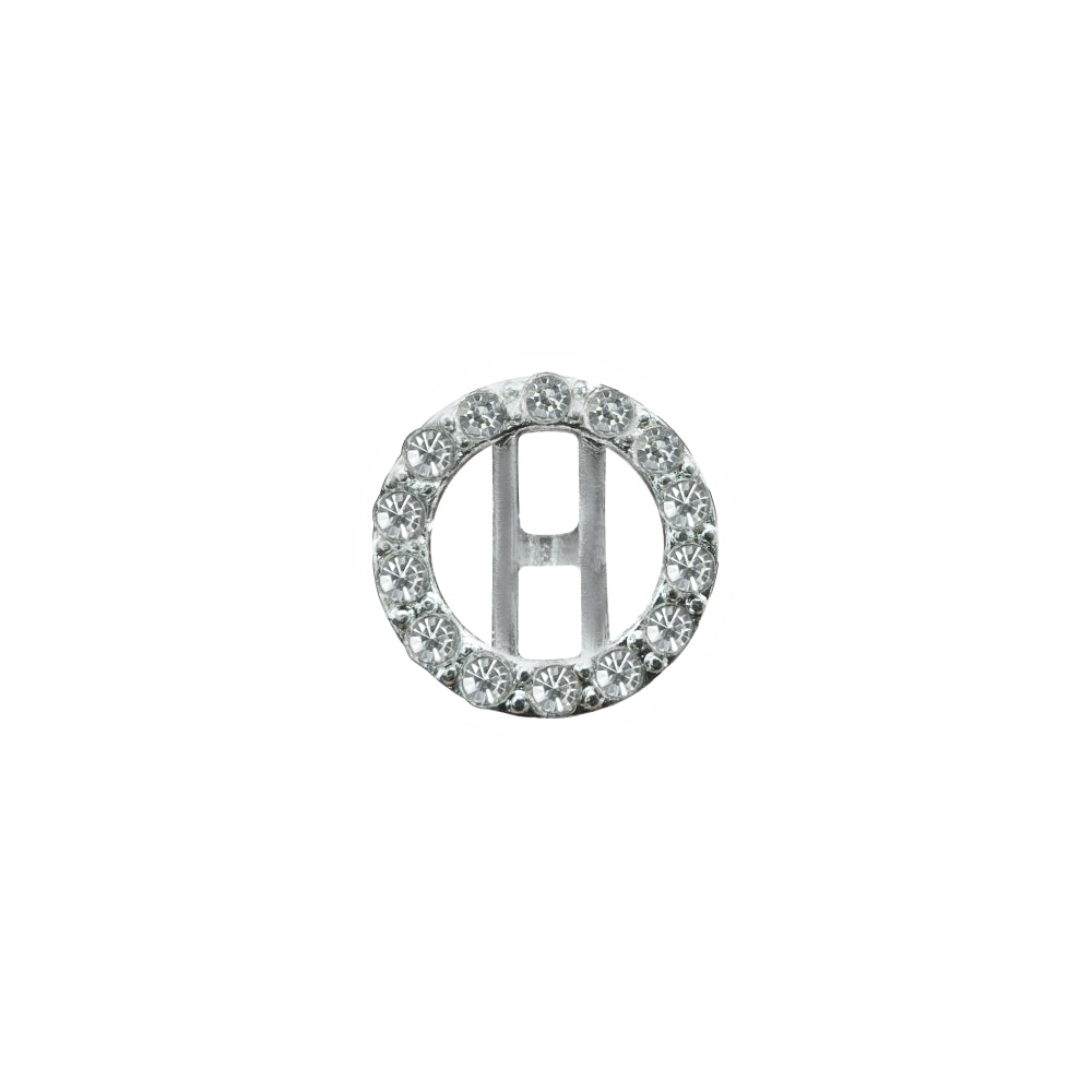 Sparkling Shiny Silver Round Diamond Rim Ring Shape Loop Metal Buttons