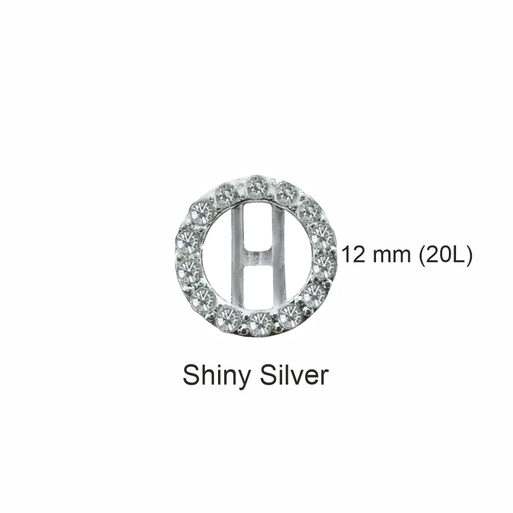 Sparkling Shiny Silver Round Diamond Rim Ring Shape Loop Metal Buttons