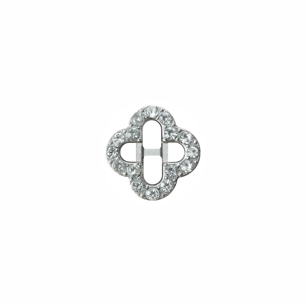 Sparkling Shiny Silver Flower Diamond Rim Ring Shape Loop Metal Buttons