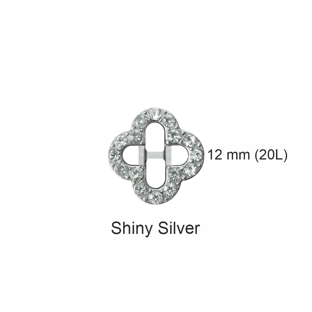 Sparkling Shiny Silver Flower Diamond Rim Ring Shape Loop Metal Buttons