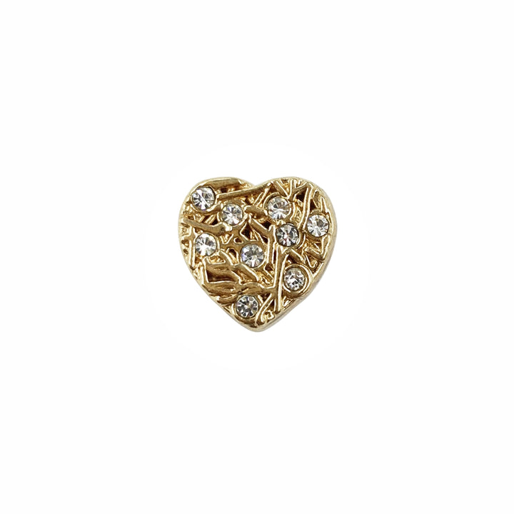 Shiny Glittery Heart Shape Diamond Fancy Party Wear Metal Buttons