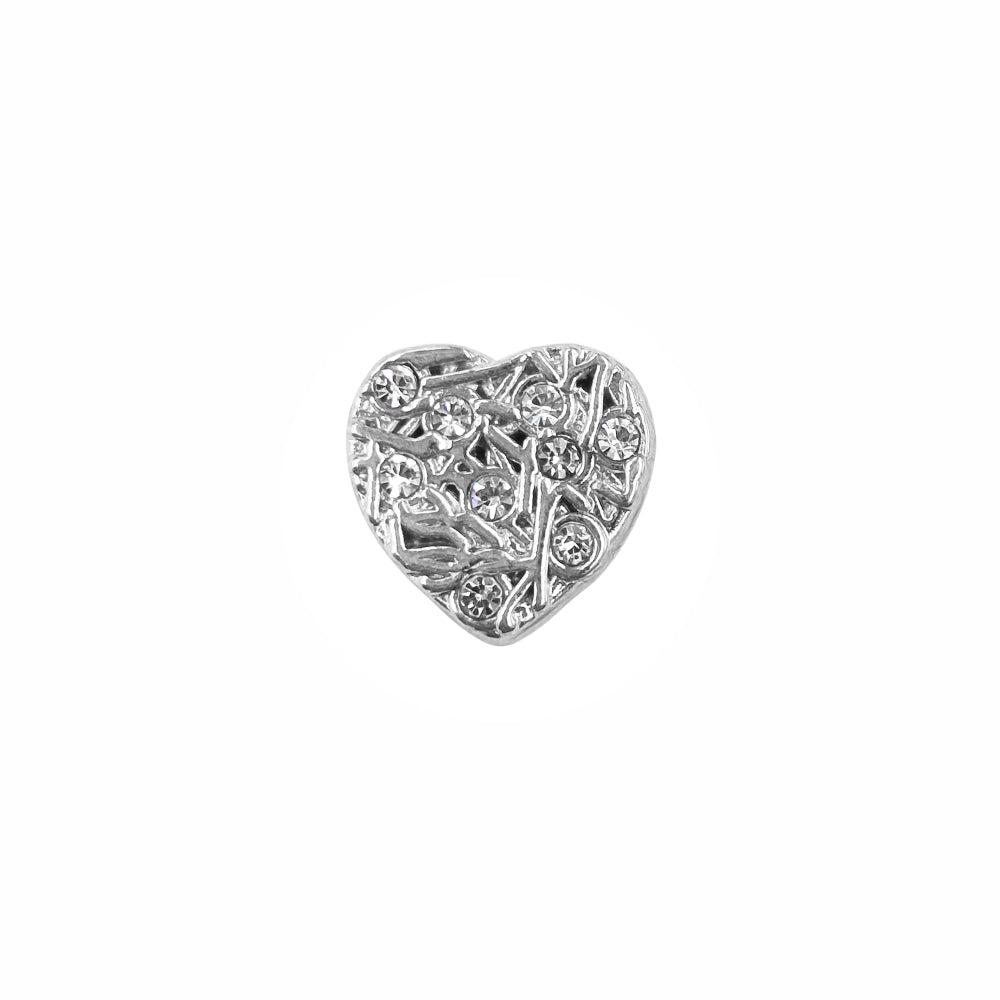 Shiny Glittery Heart Shape Diamond Fancy Party Wear Metal Buttons
