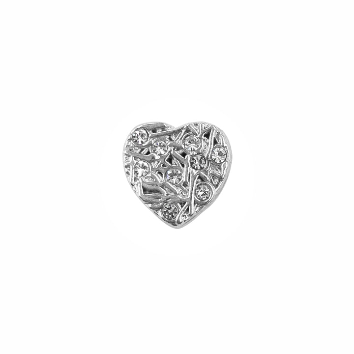 Shiny Glittery Heart Shape Diamond Fancy Party Wear Metal Buttons