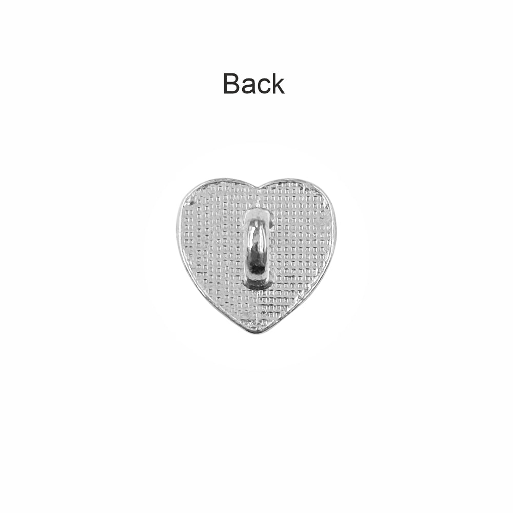 Shiny Glittery Heart Shape Diamond Fancy Party Wear Metal Buttons