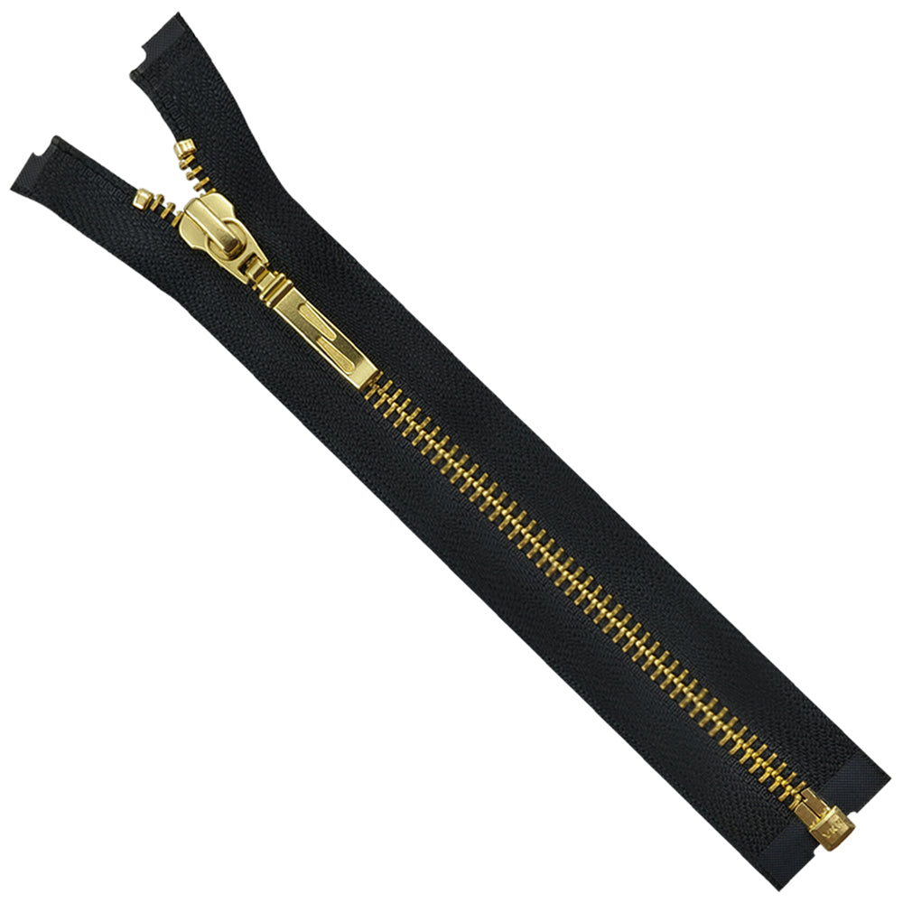 YKK- Exclusive #5 Gold with Black Designer Open-end YKK Metal Zipper