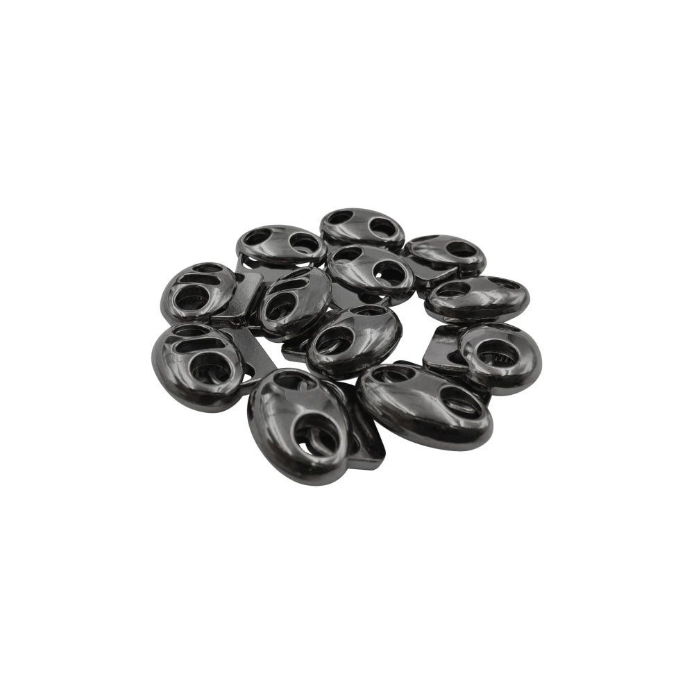 Shiny Gunmetal Metal Cord Stopper Fastener Locks for Drawstrings