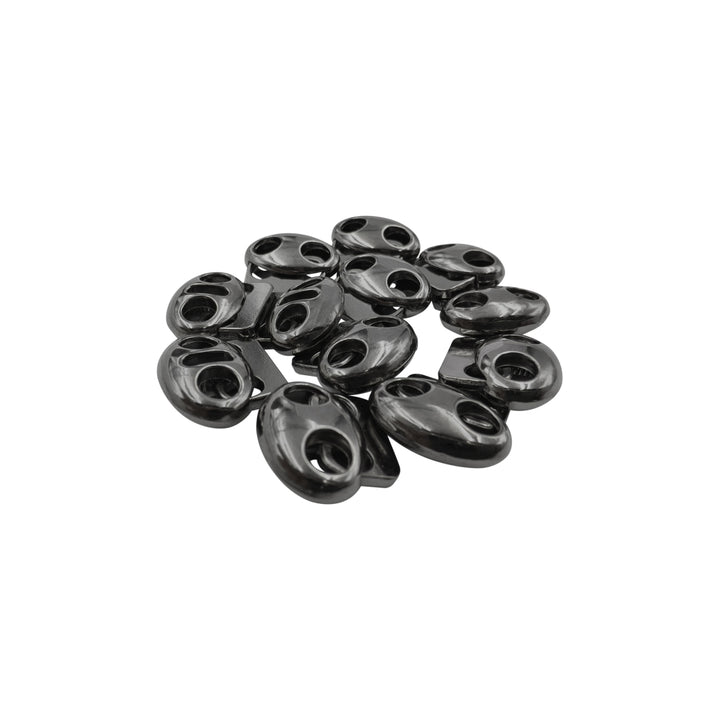 Shiny Gunmetal Metal Cord Stopper Fastener Locks for Drawstrings