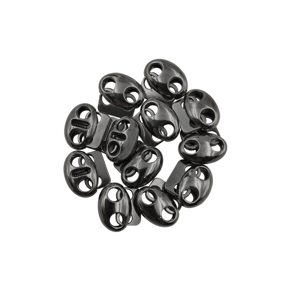Shiny Gunmetal Metal Cord Stopper Fastener Locks for Drawstrings
