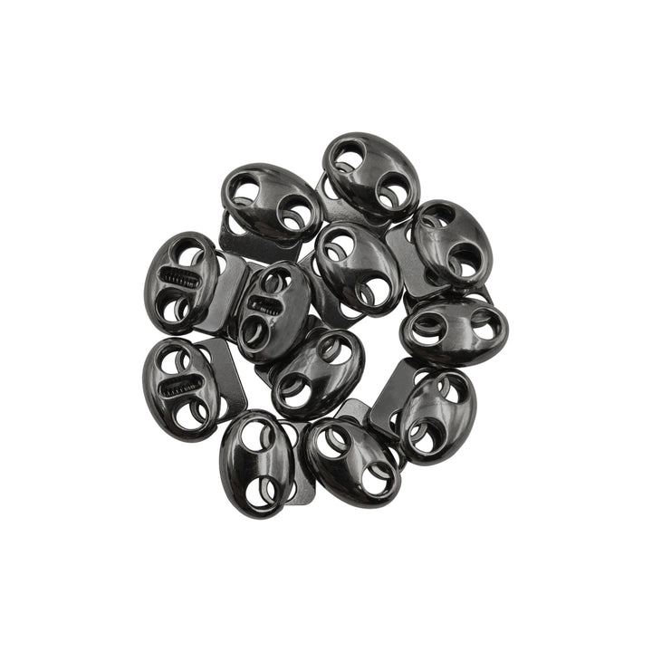 Shiny Gunmetal Metal Cord Stopper Fastener Locks for Drawstrings