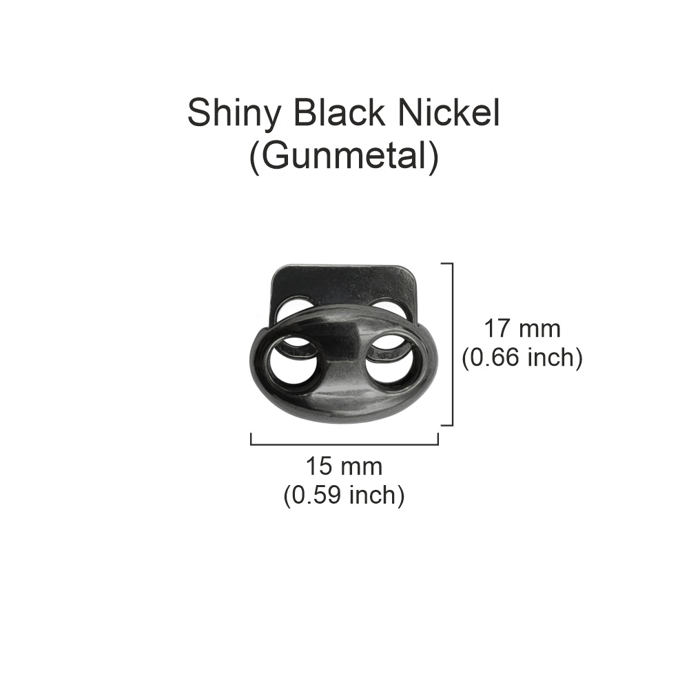 Shiny Gunmetal Metal Cord Stopper Fastener Locks for Drawstrings