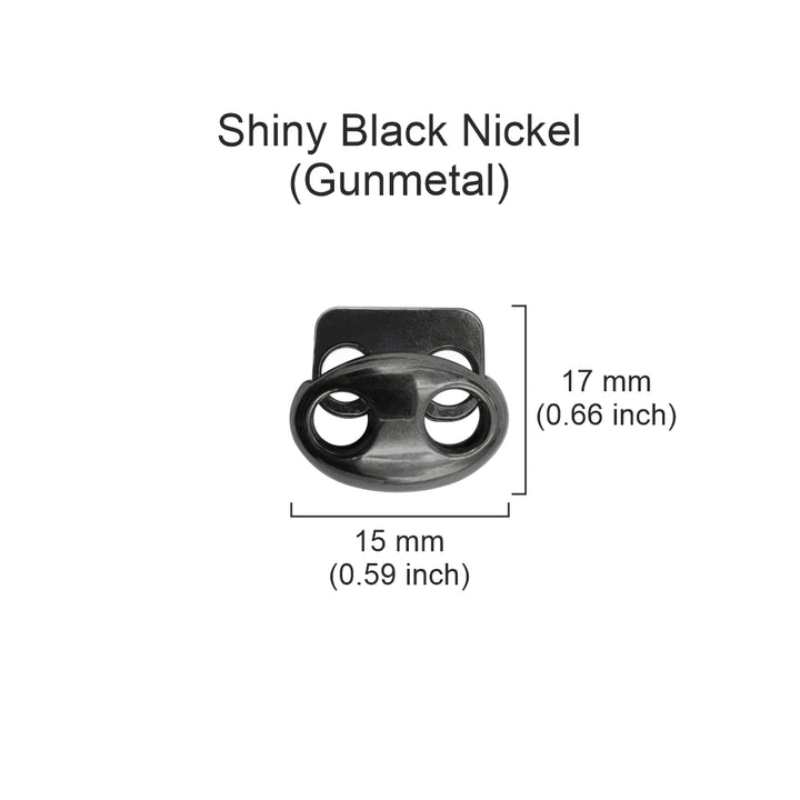 Shiny Gunmetal Metal Cord Stopper Fastener Locks for Drawstrings