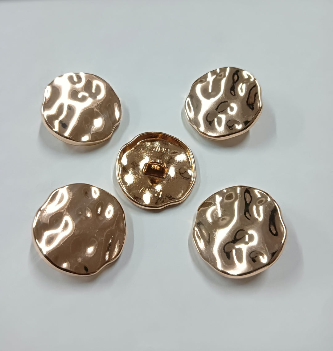 Elegant Round Shape Uneven Edged Shiny Metal Loop Buttons