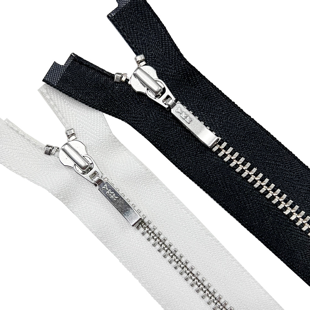 YKK- #3 Silver Teeth Open-End & Closed-End YKK Metal Zipper