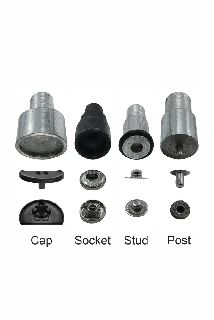 Easy Die Mold Set for 20mm Fancy 4-Part Metal Snap Buttons – Compatible with Hand & Electric Press Tools