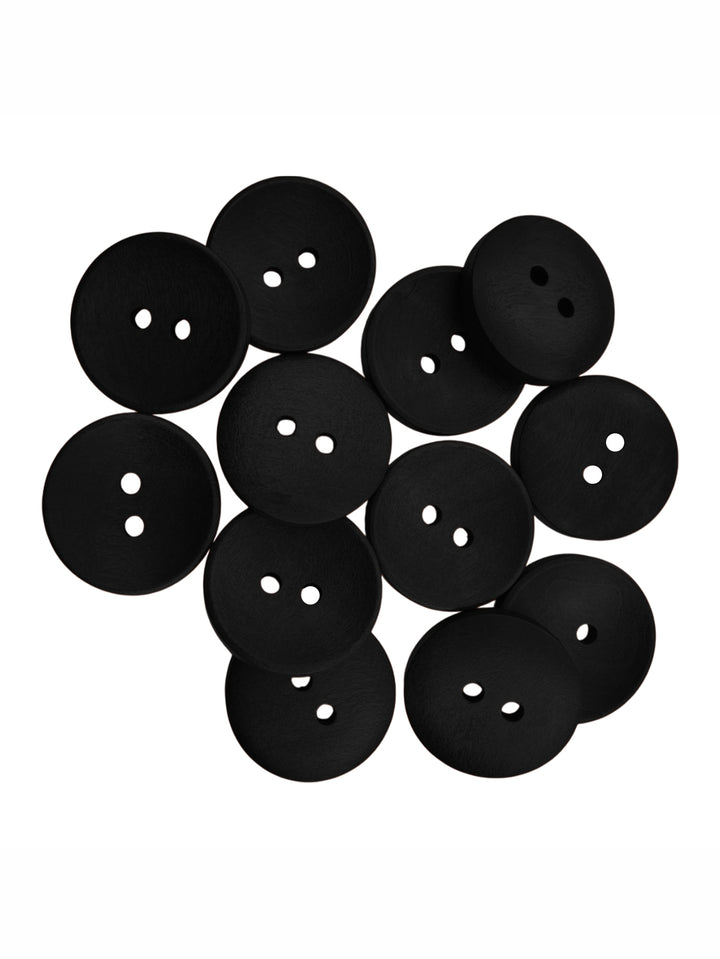 Black Stylish Round Shape 2-Hole Hollow Wooden Buttons
