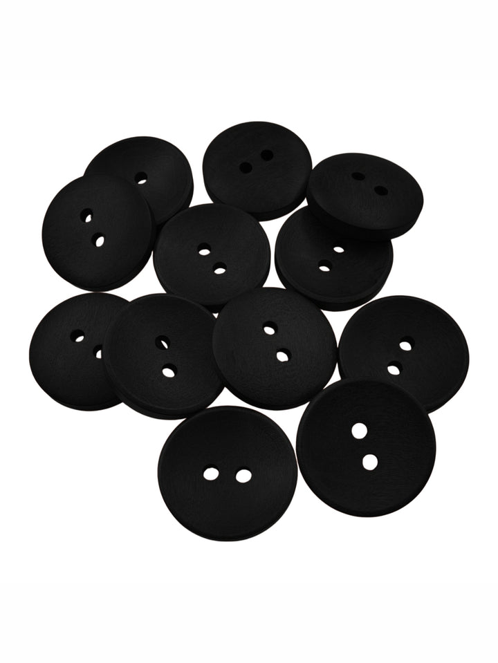 Black Stylish Round Shape 2-Hole Hollow Wooden Buttons