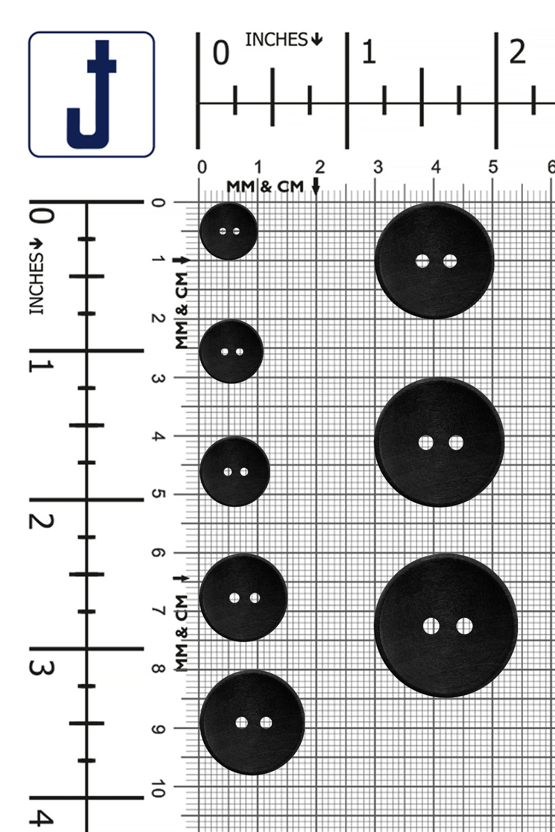 Black Stylish Round Shape 2-Hole Hollow Wooden Buttons