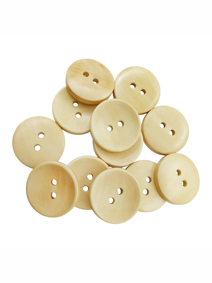 Cream Elegant Round Shape 2-Hole Hollow Wooden Buttons