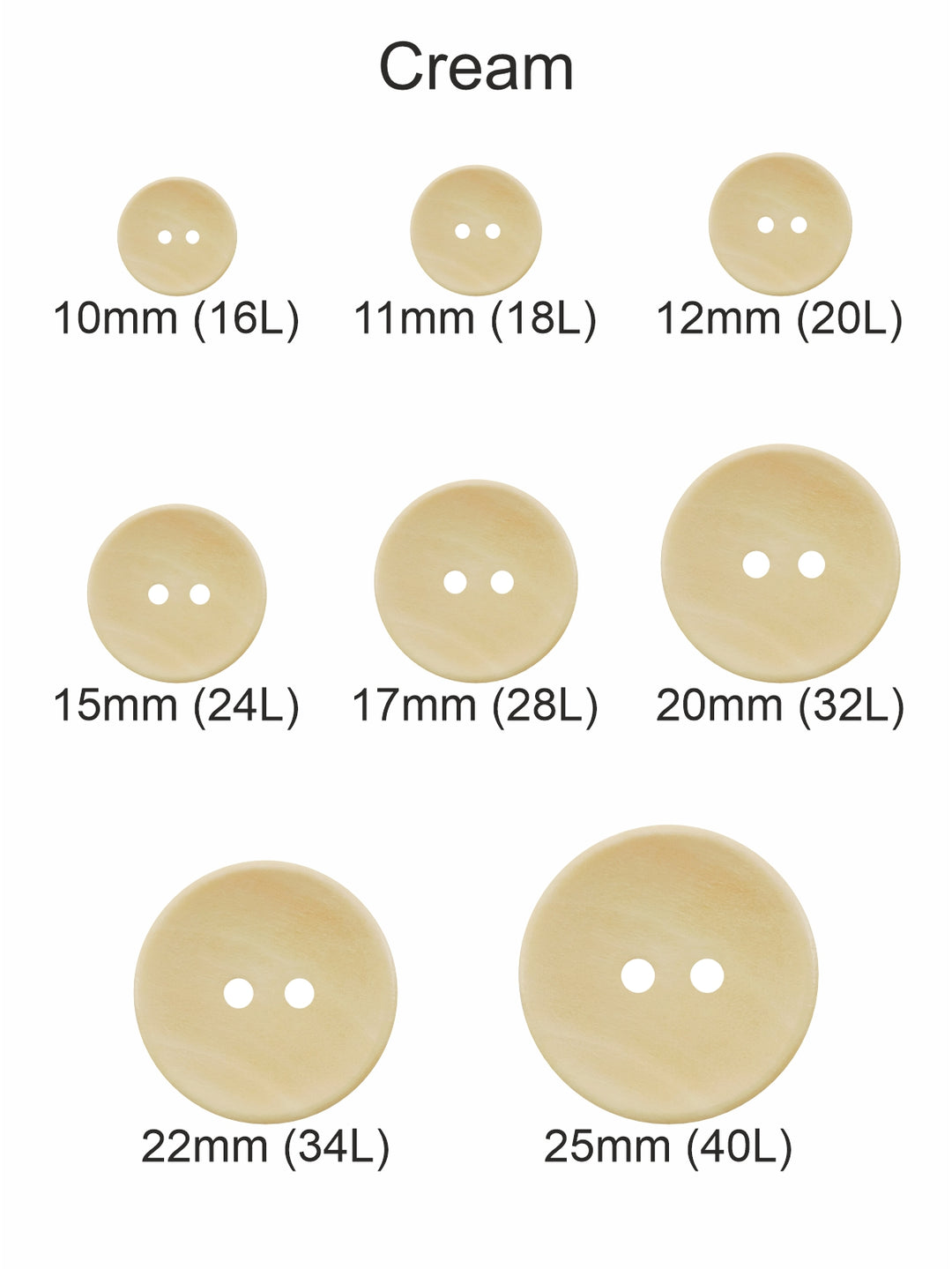 Cream Elegant Round Shape 2-Hole Hollow Wooden Buttons