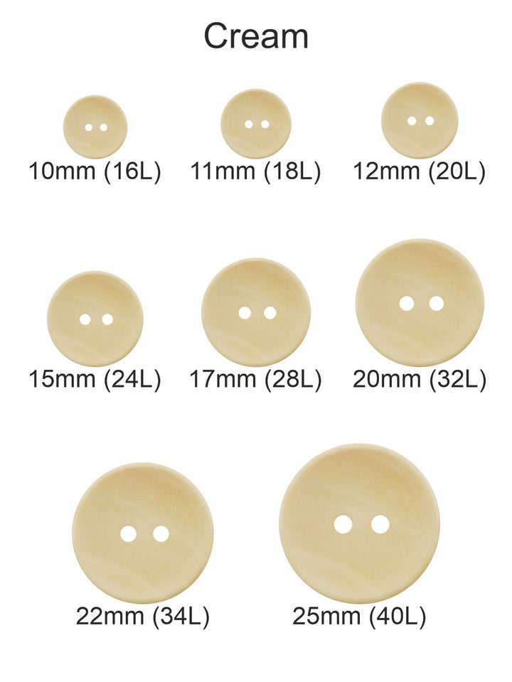 Cream Elegant Round Shape 2-Hole Hollow Wooden Buttons