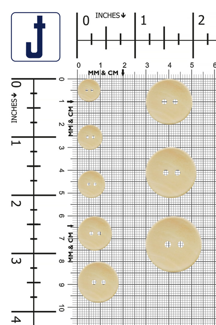 Cream Elegant Round Shape 2-Hole Hollow Wooden Buttons