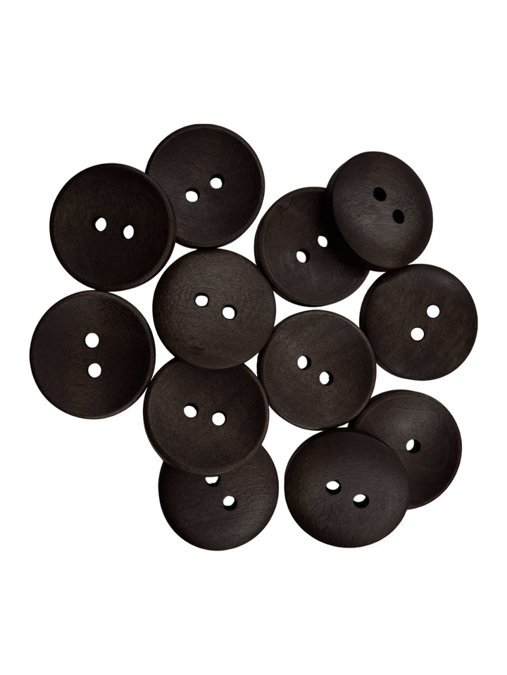 Dark Brown Round Shape 2-Hole Hollow Wooden Buttons