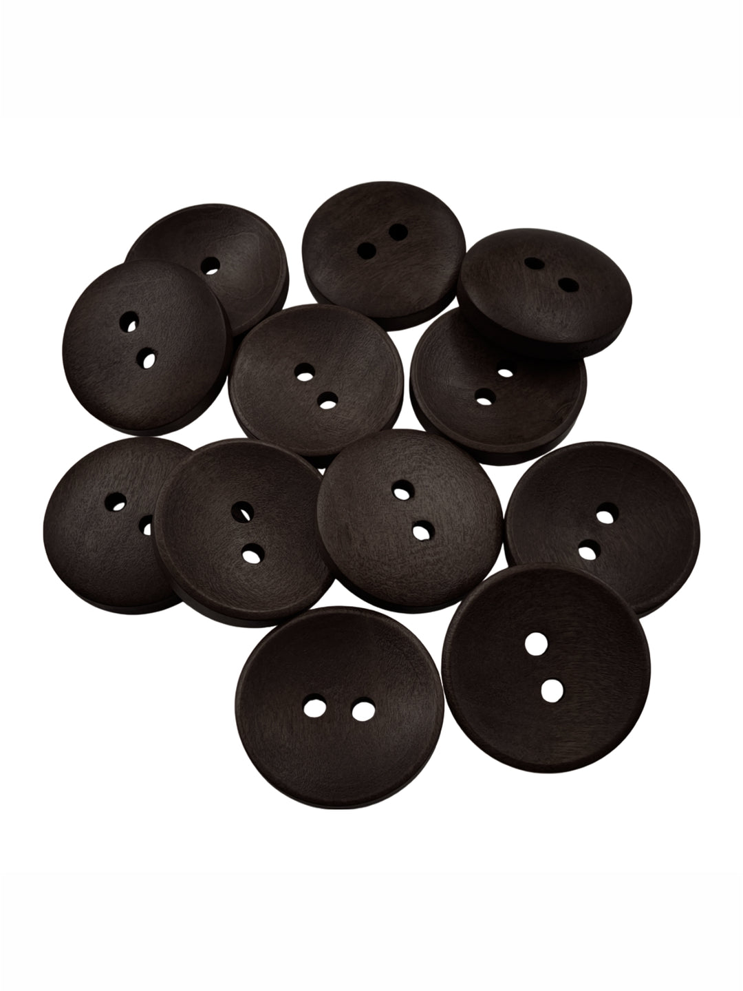 Dark Brown Round Shape 2-Hole Hollow Wooden Buttons