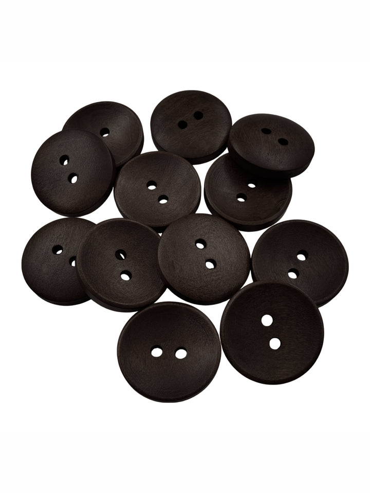 Dark Brown Round Shape 2-Hole Hollow Wooden Buttons