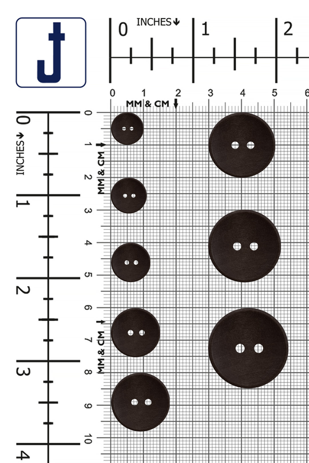 Dark Brown Round Shape 2-Hole Hollow Wooden Buttons