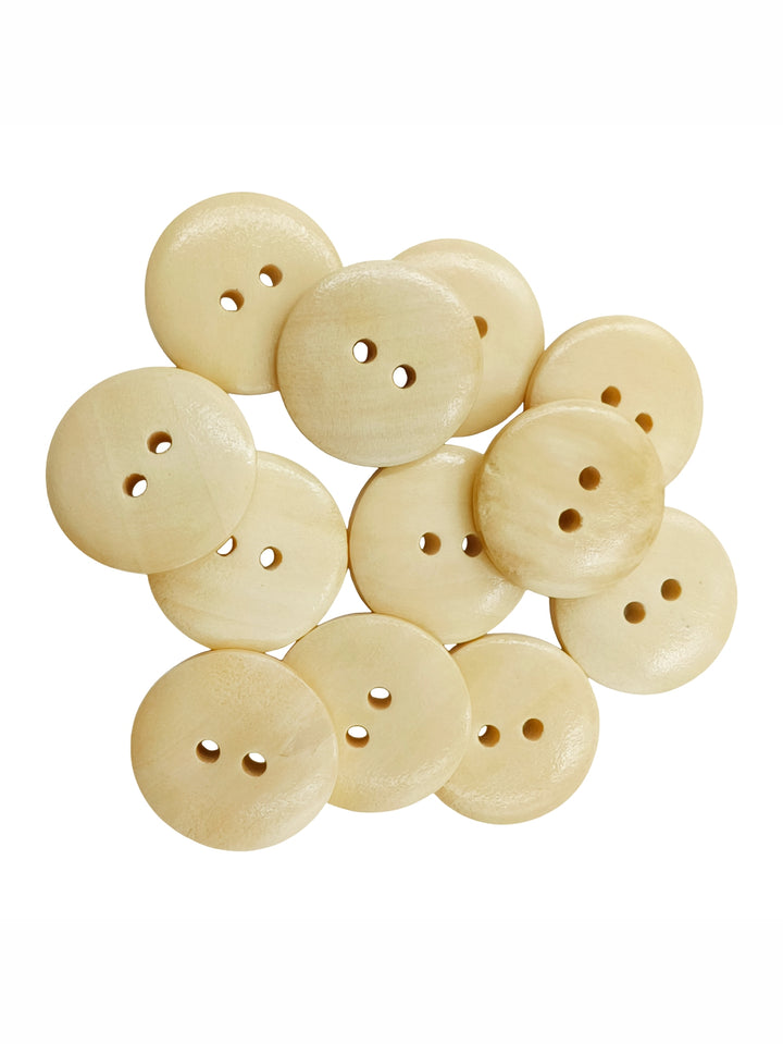 Cream Classic Round Dome Shape 2-Hole Wooden Buttons