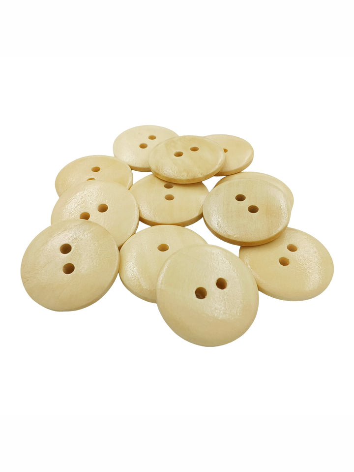 Fashionable Cream Round Shape 2-Hole Wooden Dome Buttons