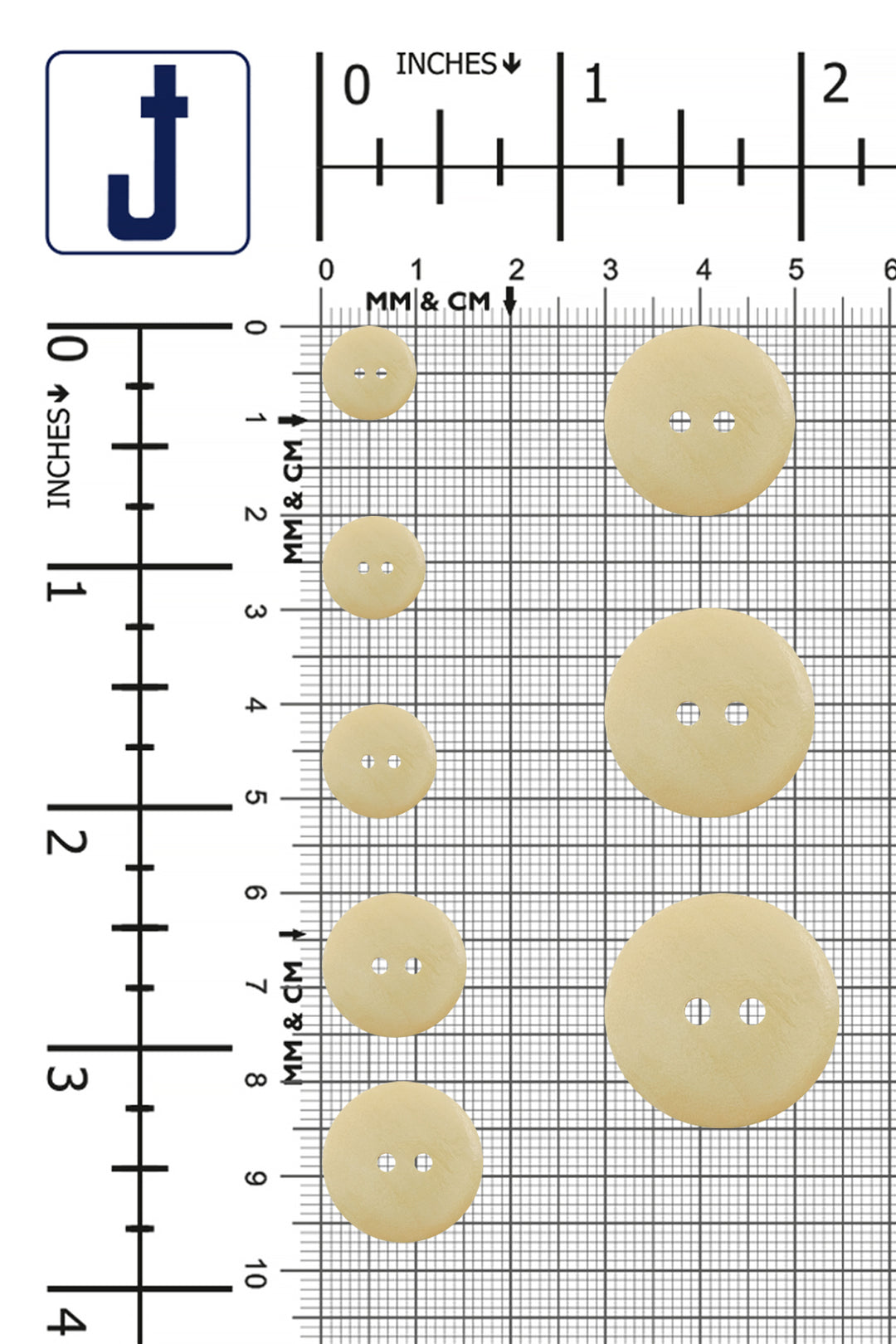 Cream Classic Round Dome Shape 2-Hole Wooden Buttons